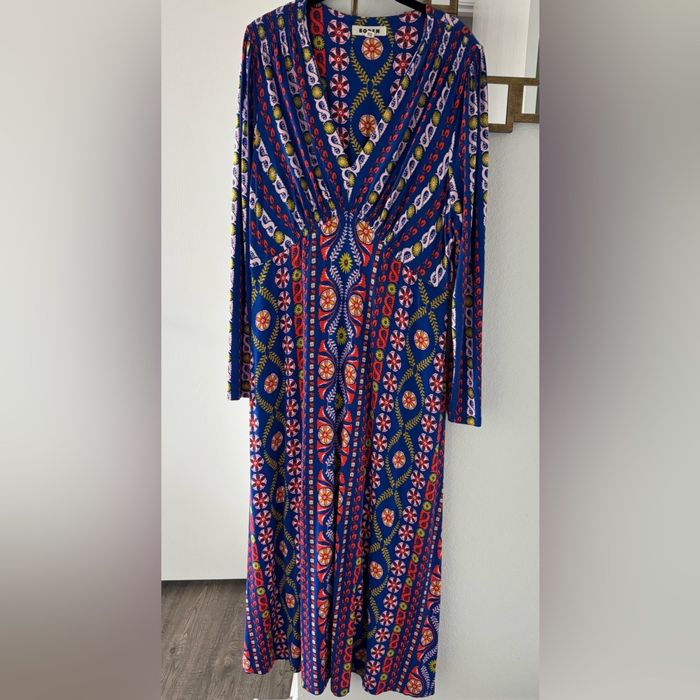 Boden Vibrant Patterned Long Sleeve Dress